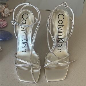 Calvin Klein Metallic Strappy Heels